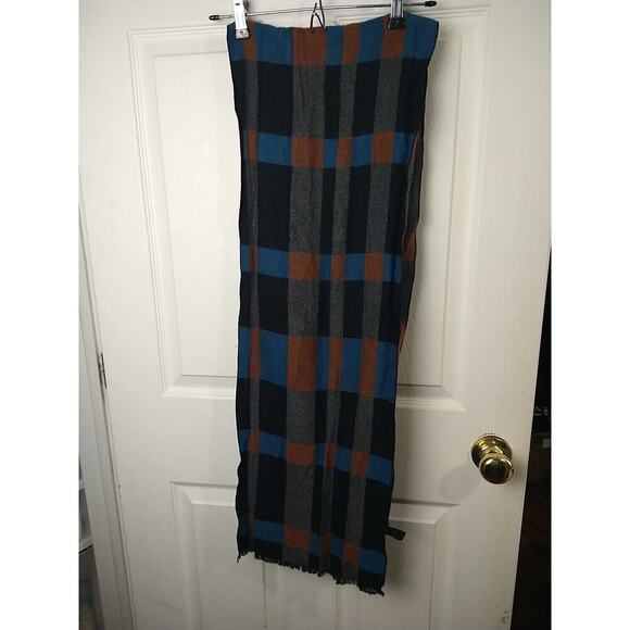 Melifluos Men's Scarf Blue Black Grey Brown Colorblock Reversible - Picture 1 of 8